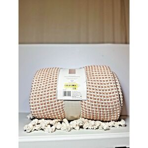 Threshold Design 50" x 60" Throw Blanket Textured with Tassels- Orange/Cream NWT